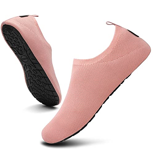 SAGUARO Pantoffeln Damen Slip On Bequeme Hausschuhe Herren Weiche Atmungsaktiv Hüttenschuhe für Männer Frauen Home Cozy Slippers,Aqua Rosa 36/37 von SAGUARO