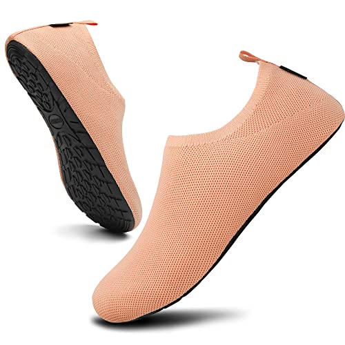 SAGUARO Unisex Sommer Hausschuhe Herren Leicht rutschfest Flache Pantoffeln Damen Weiche Slip on Hüttenschuhe Frau Outdoor Indoor Bequem Slippers,Orange 42/43 von SAGUARO