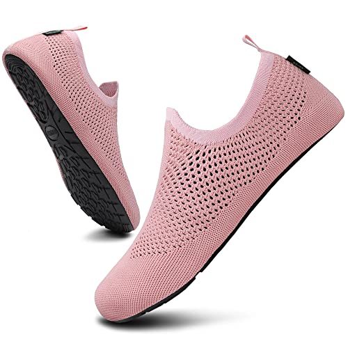 SAGUARO Wasserschuhe Herren Damen Atmungsaktive Leicht Schwimmschuhe Indoor Outdoor Unisex rutschfest Neoprenschuhe Wassersport Strandschuhe Mesh Barfußschuhe,Rosa 42/43 von SAGUARO