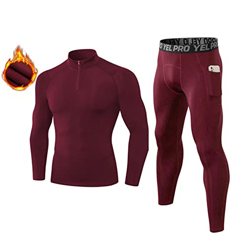 SANANG Fleece Thermo Unterwäsche,Herren Winter Thermal Sport Tops und Hosen Set fur Lange Kompression Unterwäsche von SANANG