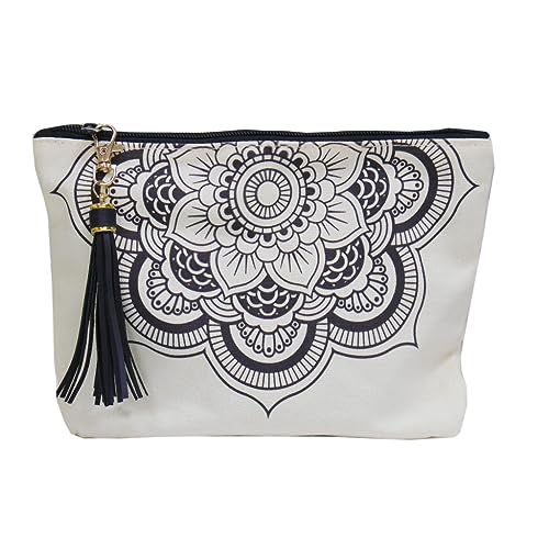 SANCABA Kosmetiktasche mit großem Fassungsvermögen, Make-up-Tasche für Damen, Segeltuch-Kulturbeutel, Reise-Organizer, werfen Sie es in Tasche, Mandala 05 von SANCABA