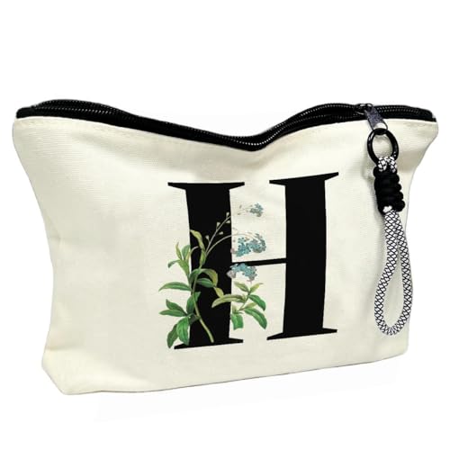 SANCABA Reise-Kosmetiktasche mit Reißverschluss, Make-up-Tasche für Damen, Kulturbeutel, Urlaubsorganisator, Monogramm-Tasche, Snack-Tasche, kleine Geschenktaschen, h, Weihnachtsgeschenk von SANCABA