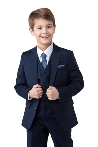 SANDER STELLAN Festlicher Jungen Anzug Kommunionanzug Kinderanzug Set 6-teilig blau 110 von SANDER STELLAN