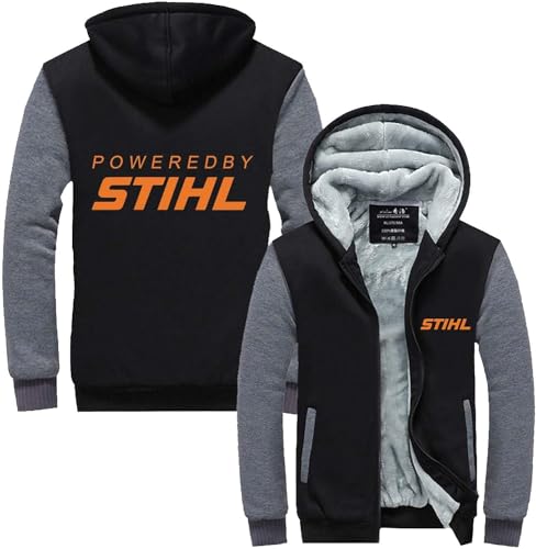 Herren Kapuzen Pullover für S.T.IHL Print Fleece Sweatshirt Hoodie mit vollem Reiß Verschluss Trainings Mantel warm für Outdoor/Reisen/Club-A||3XL von SANGHUN