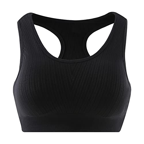 SANMIO Sport BH Damen Ohne Bügel Starker Halt Atmungsaktiv Push Up Shock Absorber für Fitness Push Up Lauf Yoga Training Joggen Schwarz, M von SANMIO