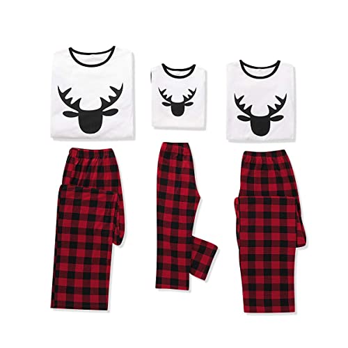 SANMIO Weihnachten Familie Outfit Set Matching Lange Ärmel Bluse + Plaid Lange Hosen Pyjama Set Xmas Weiß-Plaid (für Damen) L von SANMIO