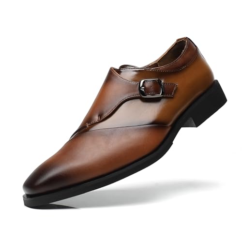 SANNAX Herren Single Strap Monkstrap Schuhe Plain Toe Business Anzugschuhe Formale Synthetikleder Schuhe, Braun, 40 EU SANNAX Herren Single Strap Monkstrap Schuhe Plain Toe Business Anzugschuhe Formale Synthetikleder Schuhe, Braun, 40 EU von SANNAX