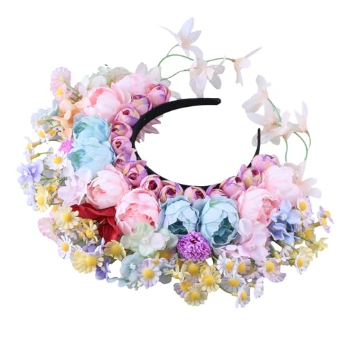 Buntes Blumen-Stirnband, Haarkranz, Hochzeit, Party, Kostüm, Kopfschmuck für Braut, Damen, modisches Haar-Accessoire, traditionelles chinesisches Haar-Accessoire von SANRLO