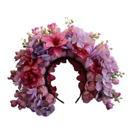 Buntes Blumen-Stirnband, Krone, Haarkranz, Hochzeit, Party, Kostüm, Kopfschmuck für Braut, Damen, Mädchen, Strand, Haar-Accessoire, Hochzeit von SANRLO