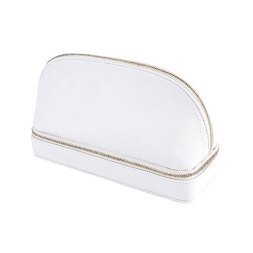 Doppellagige Schmuckschatulle, Make-up-Tasche, Halskette, Ohrringe, Aufbewahrungsbox, Damen-Kosmetiktasche, Toilettenartikel, Make-up-Koffer, weiß Doppellagige Schmuckschatulle, Make-up-Tasche, Halskette, Ohrringe, Aufbewahrungsbox, Damen-Kosmetiktasche, Toilettenartikel, Make-up-Koffer, weiß von SANRLO