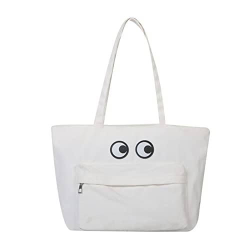 Große Schultertaschen für Damen, Cartoon-Canvas-Handtaschen, Tragetaschen, wiederverwendbar, lässige Einkaufstasche, weiß Große Schultertaschen für Damen, Cartoon-Canvas-Handtaschen, Tragetaschen, wiederverwendbar, lässige Einkaufstasche, weiß von SANRLO