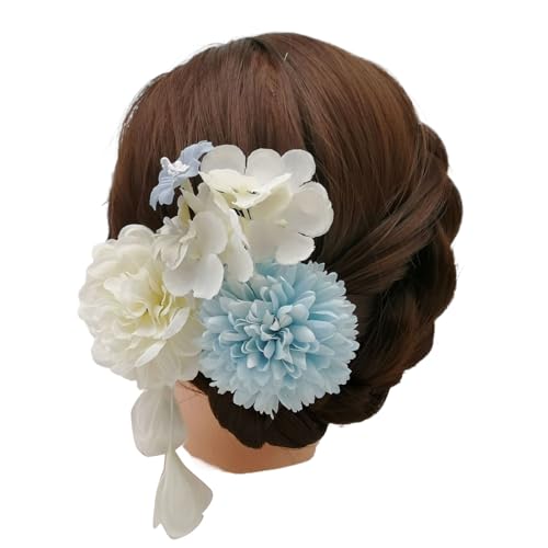 Hortensien-Haarnadel für Damen, Stoffblumen-Haarnadel, Kamm und Stab, Haarnadel, rutschfeste Haarnadel, elegante Haardekoration, Blumen-Haarnadel von SANRLO