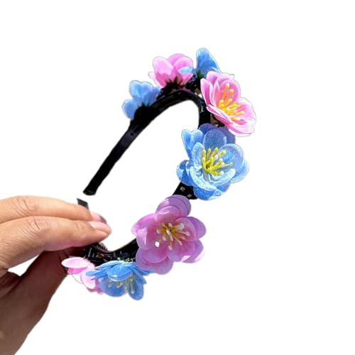 Modell-Show-Stirnband mit realistischem Blumen-Ethno-Stirnband für Braut, Frühlings-Stirnband für Hochzeit, Party, Blumenstirnbänder für Frauen, böhmische Blumen-Haarbänder für Frauen, böhmische von SANRLO