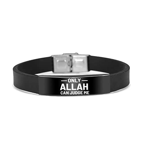 SANRLO Armband, Allah mit uns, Unisex, Edelstahl, verstellbar, Allah-Islam-Armband, Silikon-Armband für Damen und Herren, 23cm (Size reference picture), Edelstahl-Silikon von SANRLO