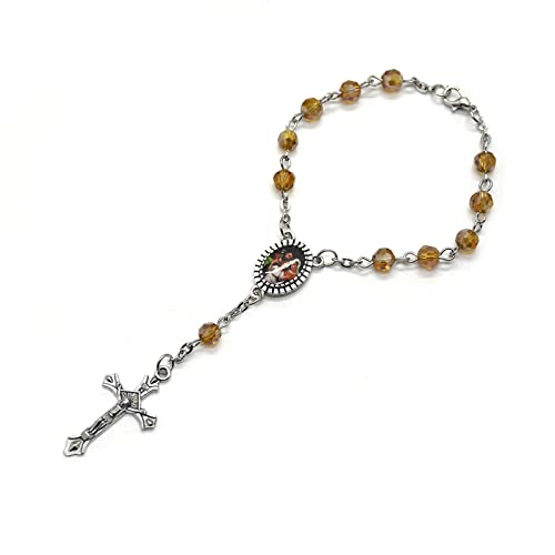 SANRLO Armband, christliches Kruzifix für Kreuz, Rosenkranz, Perlen, Armband, Charm, Gliederkette, Armband für Frauen und Mädchen, Geburtstagsgeschenk, Kunststoff von SANRLO