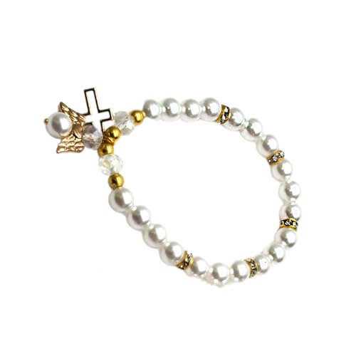 SANRLO Armband, elegantes Stretch-Armband, religiöses Armband, katholisches Armband, stilvoller Handgelenkschmuck, einzigartiges Armband, Geschenk für Frauen und Mädchen, Beads 8mm, Imitationsperlen von SANRLO