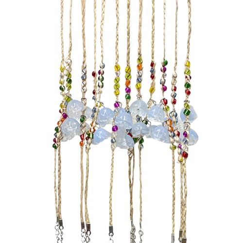 SANRLO Armband, stilvolles Armband für Damen, chinesischer Stil, Blumenarmband, Gras, handgefertigt, gewebte Handgelenkkette, einzigartige Glücksschnur, 18cm-19cm, Künstlicher Kristall von SANRLO