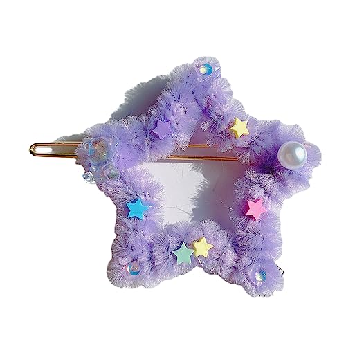 SANRLO Haarspangen, Stirnbänder, Haar-Accessoires für Damen, Frühling und Sommer, Plüschstern-Haarnadel für Damen, niedlicher Stil, Charm-Haarspange, ästhetisches Haar-Accessoire von SANRLO