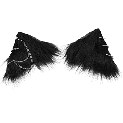 SANRLO Haarspangen, Stirnbänder, Haarschmuck für Damen, 2 x Gothic-Stil, dunkle Haarspangen, Katzenohren, Tierohren, Haarspangen-Set, Gothic-Ringe, Kette, vielseitige Haarspangen von SANRLO