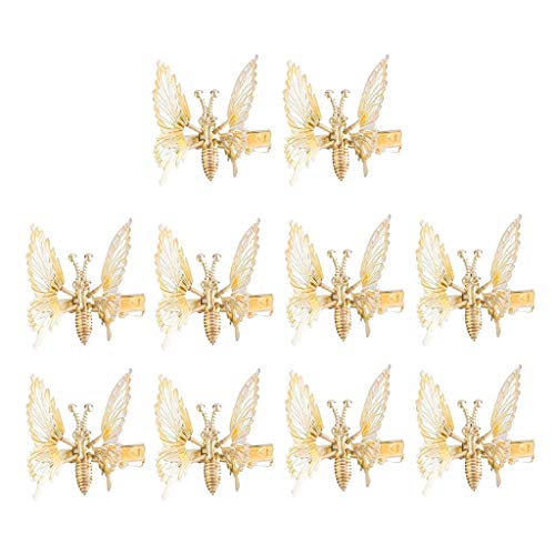 SANRLO Haarspangen, Stirnbänder, Haarschmuck für Damen, 3D-beweglich, für Schmetterlings-Haarspangen, Metallic-Fliegen, für Schmetterlings-Haarspangen, 10 Stück von SANRLO