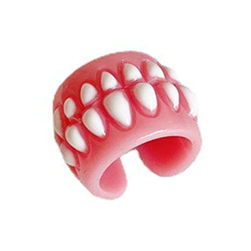 SANRLO Harajuku-Ring, süß, lustig, Zahnfleisch, Harz, Öffnungsringe, Punk-Rock-Zahn für Männer und Frauen, koreanischer Mode-Party-Schmuck, Size reference picture, Harz von SANRLO