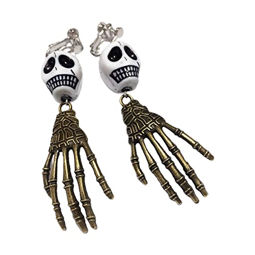 SANRLO Ohrringe, Handschädel für Kopf, hängende Ohrringe, personalisierbar, Hakenohrring für Frauen und Mädchen, Statement, Halloween-Schmuck, Geschenk, Size reference picture, Harz von SANRLO