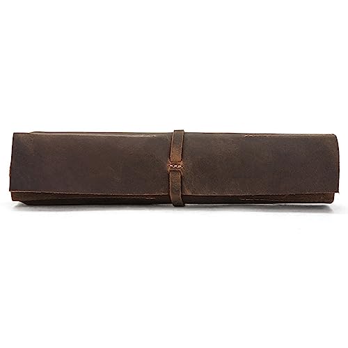 SANRLO R-Federmäppchen, Retro-Stifttasche für Etui, handgefertigt, echtes Leder, aufrollbar, Vorhangtasche, Farbreferenzbild:, 20.5*5cm, Taschen-Organizer von SANRLO