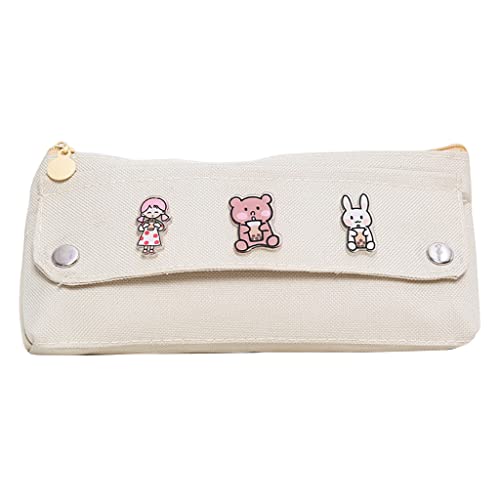 SANRLO R Federmäppchen, Segeltuch, Federmäppchen für Mädchen und Jungen, niedlicher Stift für Etui, große Stiftebox, Tasche, Büro, Schule, S, Beige, 20.5*7.9cm, Taschen-Organizer von SANRLO