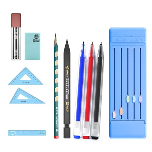 SANRLO R Federmäppchen, multifunktionales Federmäppchen für Etui, Set mit Gelstiften, Bleistiften, Radiergummi, Linealen, Geschenk, Schreibwaren-Set für Kinder, Studenten, Klasse, Blau, Stationery box von SANRLO