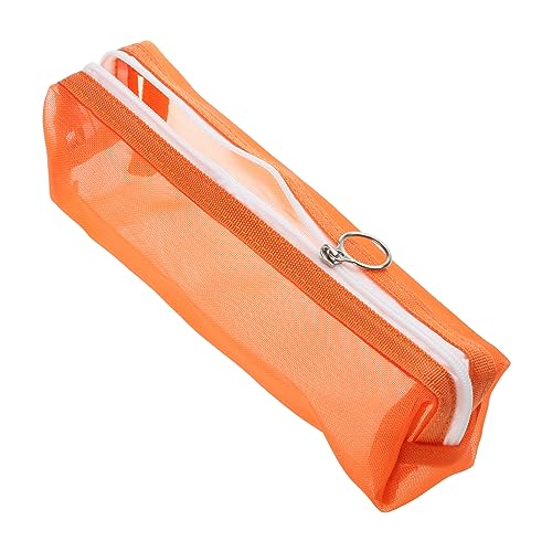 SANRLO R Federmäppchen, schlicht, transparent, mit Reißverschluss, Kosmetiktasche, Organizer, Mehrzweck, Reisen, Schule, Büro für Teenager, Mädchen, Orange, 19*6cm, Taschen-Organizer von SANRLO