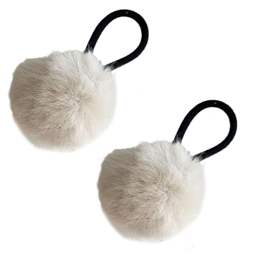 SANRLO Stirnbänder, Haar-Accessoires für Damen, 2 Stück, bunte Pompons, Haargummi, pelziger Ball, Pferdeschwanz-Halter, bezaubernder Stil, pelziger Ball, Haargummi von SANRLO