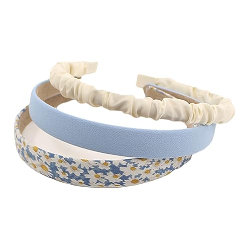 SANRLO Stirnbänder, Haar-Accessoires für Damen, 3 Stück, Perlen-Blumenmuster für Damen, rutschfeste Stirnbänder mit Blumenmuster, Stirnband für Mädchen, zum Waschen des Gesichts von SANRLO