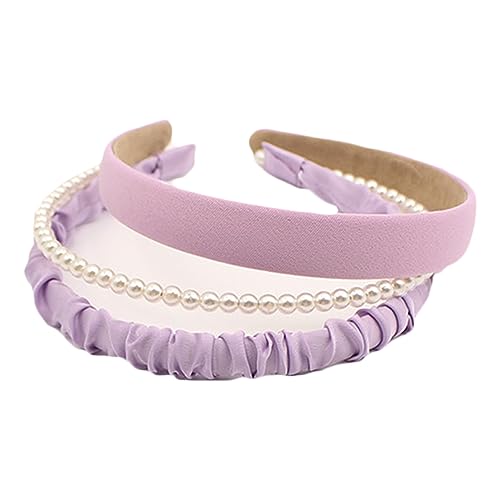 SANRLO Stirnbänder, Haar-Accessoires für Damen, 3 Stück, Perlen-Blumenmuster für Damen, rutschfeste Stirnbänder mit Blumenmuster, Stirnband für Mädchen, zum Waschen des Gesichts von SANRLO