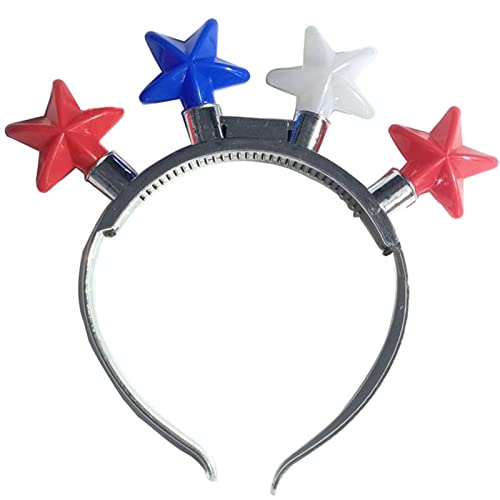 SANRLO Stirnbänder, Haar-Accessoires für Damen, 4. Juli, LED-Stirnbänder, Partygeschenk, leuchtendes blau-weißes Stern-Stirnband für Damen und Herren, 4. Juli von SANRLO