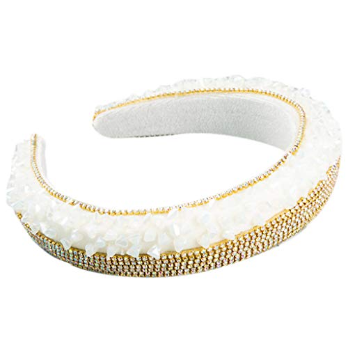 SANRLO Stirnbänder, Haar-Accessoires für Damen, Barock-Schwamm, Retro-Stirnband mit Kristallen für Strass-Kette, Patchwork-Haar H von SANRLO