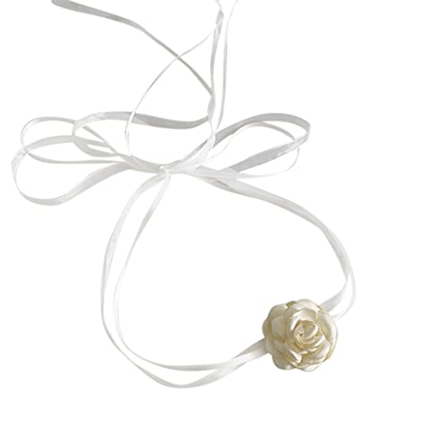 SANRLO Stirnbänder, Haar-Accessoires für Damen, Blumen-Halsband, Blumen-Halsband, Rosen-Halsband, Spitze, Gothic-Halskette, Gothic-Halskette, Halsband, Length 130, Seidengarn von SANRLO