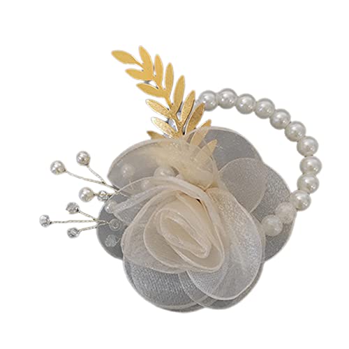 SANRLO Stirnbänder, Haar-Accessoires für Damen, Damen-Handgelenk-Rosen, Korsagen, bezauberndes Sommer-Vibe-Geschenk für Brautjungfer, französische Handgelenk-Corsage mit Perlen für Hochzeit von SANRLO