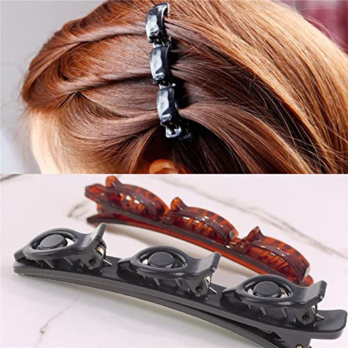 SANRLO Stirnbänder, Haar-Accessoires für Damen, Doppel-Pony-Haarnadel, hohlgewebt, doppellagig, gedreht, mit Zähnen, für Kinder, geflochtener Entenschnabel-Clip von SANRLO