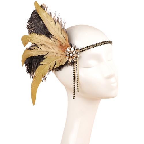 SANRLO Stirnbänder, Haar-Accessoires für Damen, Feder-Flapper-Stirnbänder, 1920er-Jahre, Abschlussball-Tänzerin, Kopfschmuck für besondere Anlässe, Hochzeit, Verlobung, Nacht, Kopfbedeckung, von SANRLO