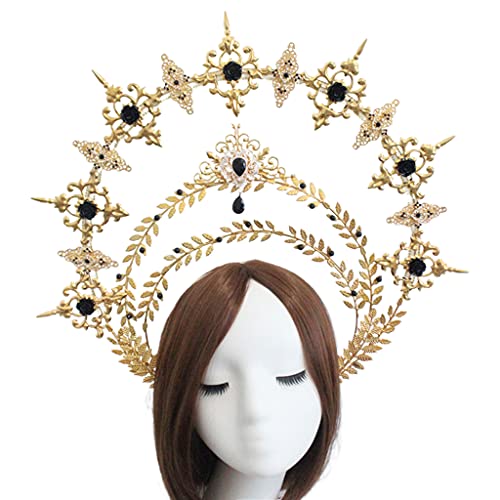 SANRLO Stirnbänder, Haar-Accessoires für Damen, Göttlichkeitskrone, Stirnband, Perlenkette, Rosenkrone, Foto-Requisiten, DIY-Material, luxuriöser geprägter Haarreif von SANRLO