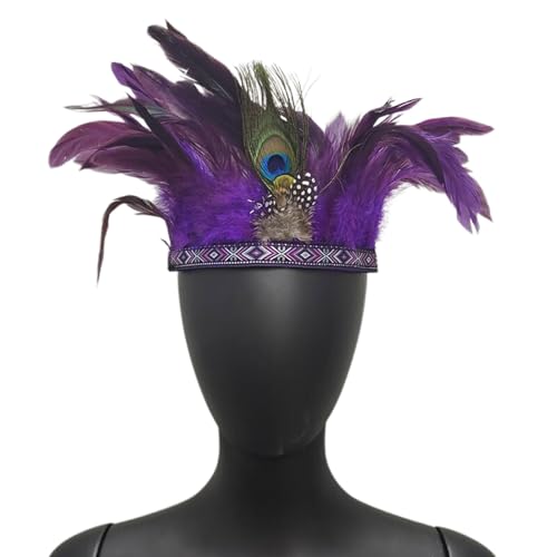 SANRLO Stirnbänder, Haar-Accessoires für Damen, Karneval, Party, Stirnband für Karneval, Festival, Urlaub, Erwachsene, Federhaarband, Rollenspiel, Bühnen-Kopfbedeckung von SANRLO