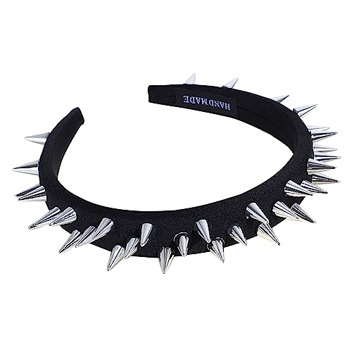 SANRLO Stirnbänder, Haar-Accessoires für Damen, Legierung, Nieten, Stirnbänder, elastisch, für Damen, Make-up, übertriebenes, verstellbares Halloween-Punk-Haarband, rutschfest von SANRLO