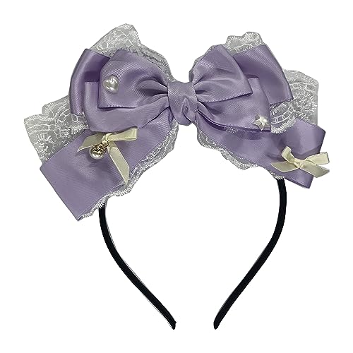 SANRLO Stirnbänder, Haar-Accessoires für Damen, Mädchen, Anime-Haarreif, Spitze, Schleife, Stirnband, Cosplay, Kostüm, Halloween, Party, schöner Kopfschmuck für Damen, Comic-Show-Kopfbedeckung von SANRLO