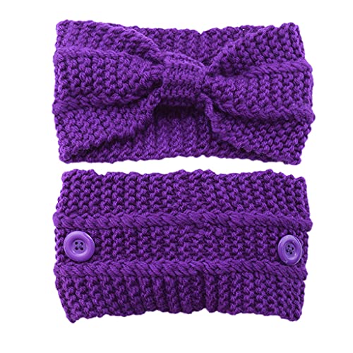 SANRLO Stirnbänder, Haar-Accessoires für Damen, Schleife, gestrickt, breites Stirnband, elastisch, geknotet, Turban mit Knöpfen, gehäkelte Haarbänder, Ohrwärmer, weich für Kopfwickel für Frauen von SANRLO