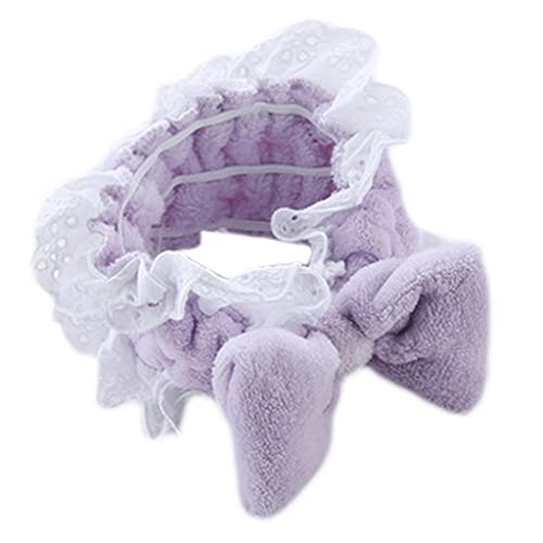 SANRLO Stirnbänder, Haar-Accessoires für Damen, Spa-Stirnband, Plüschschleifen, einfarbig, Rüschen, Spitze, weiches Make-up, Haarband, rutschfest, elastisch, für Mädchen und Frauen von SANRLO