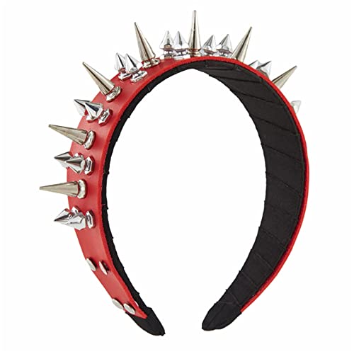 SANRLO Stirnbänder, Haar-Accessoires für Damen, Stachel-Stirnband, Gothic-Stil, Tiaras, Nieten-Stirnband, Rock-Stirnband für Herren, Punk-Stirnband, Steampunk-Leder-Kopfschmuck von SANRLO