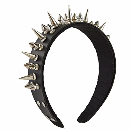 SANRLO Stirnbänder, Haar-Accessoires für Damen, Stachel-Stirnband, Gothic-Stil, Tiaras, Nieten-Stirnband, Rock-Stirnband für Herren, Punk-Stirnband, Steampunk-Leder-Kopfschmuck von SANRLO