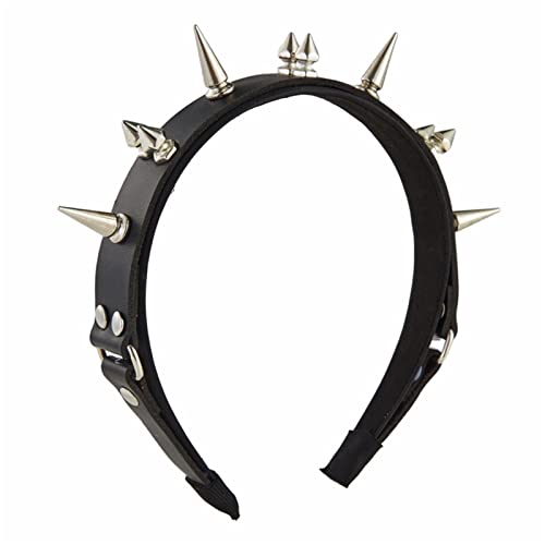 SANRLO Stirnbänder, Haar-Accessoires für Damen, Stachel-Stirnband, Gothic-Stil, Tiaras, Nieten-Stirnband, Rock-Stirnband für Herren, Punk-Stirnband, Steampunk-Leder-Kopfschmuck von SANRLO