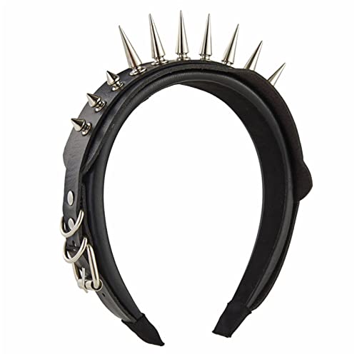 SANRLO Stirnbänder, Haar-Accessoires für Damen, Stachel-Stirnband, Gothic-Stil, Tiaras, Nieten-Stirnband, Rock-Stirnband für Herren, Punk-Stirnband, Steampunk-Leder-Kopfschmuck von SANRLO