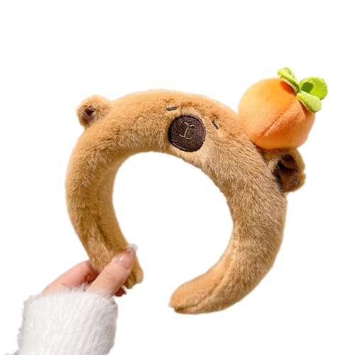 SANRLO Stirnbänder, Haar-Accessoires für Damen, Teenager, Cartoon-Capybara-Form, Kopfschmuck für Erwachsene, Plüsch-Kopfbedeckung für Make-up, Waschen, Gesicht, Sport, Stirnband, Anti-Rutsch von SANRLO